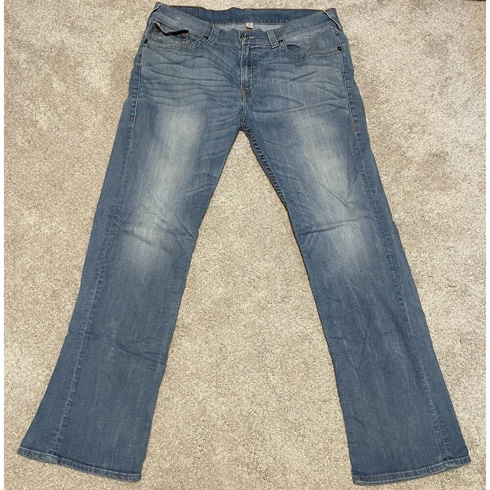True Religion Relaxed Straight Mens 40 x 32 Flap Pocket Blue